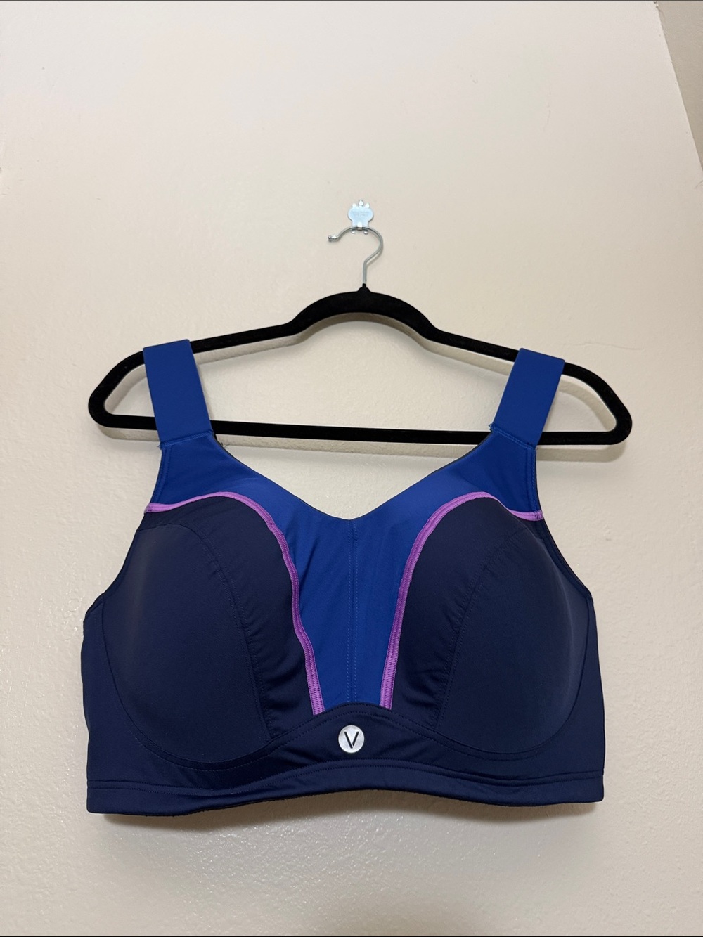Livi Active Navy Sports Bra with Purple Trim